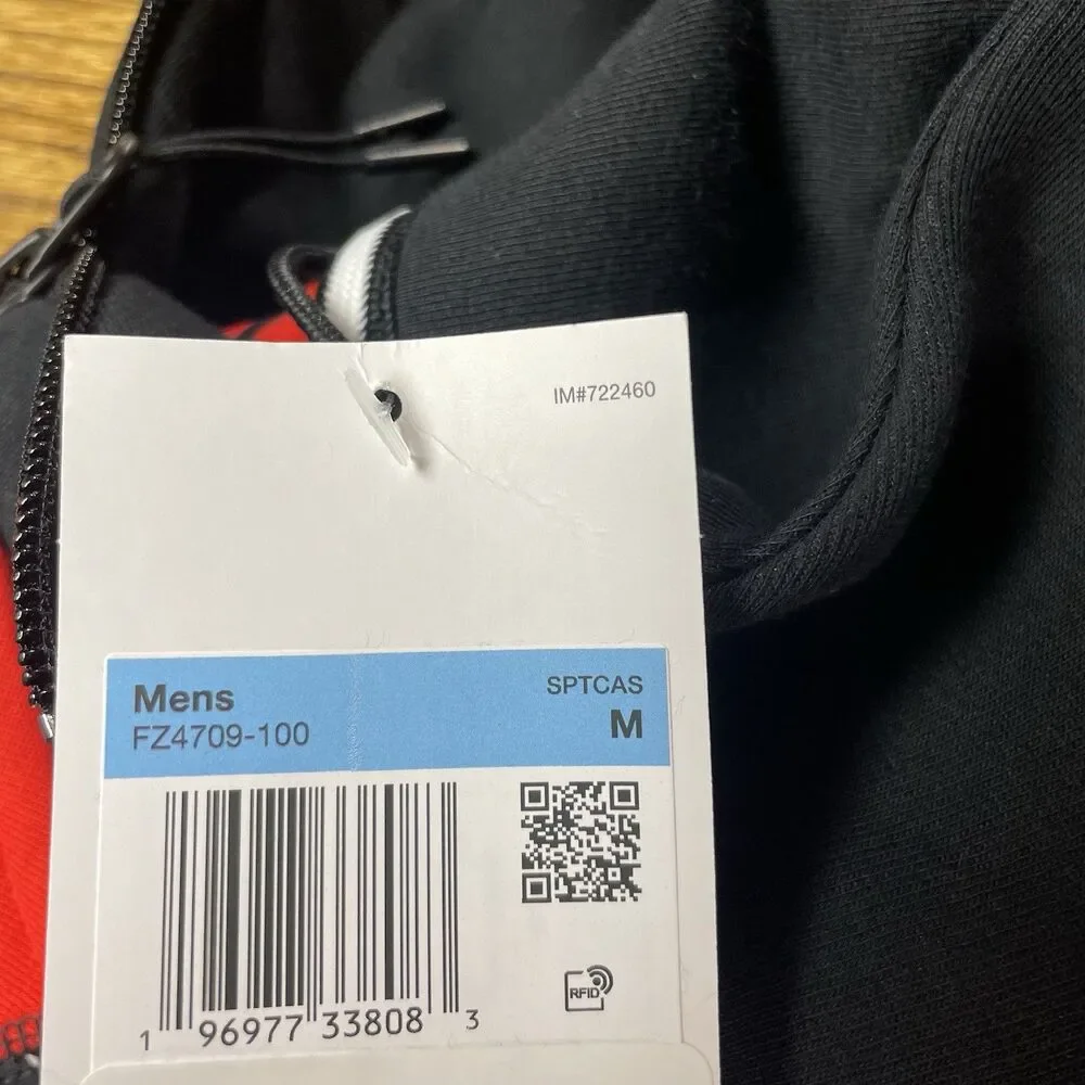 Nike Tech Fleece Full-Zip Hoodie White Red Black FZ4709-100 Men’s Size Medium